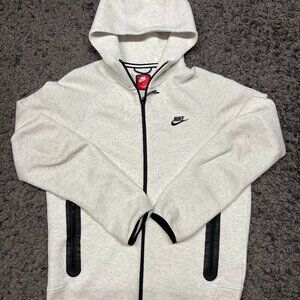 Nike Hoodie Mens Med. Tech Fleece Windrunner Birch Heather Black Y2K FB7921-051